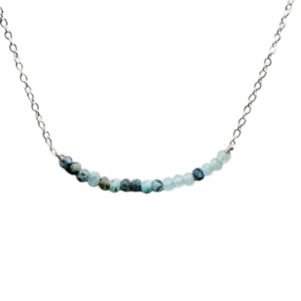 Indio Jewelry Shades of Green Silver Stainless Steel Necklace #7052